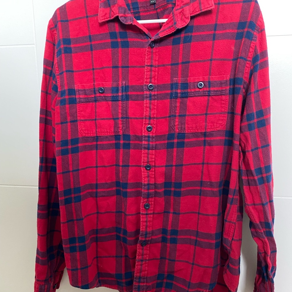 Red and Blue Plaid Men's Shirt